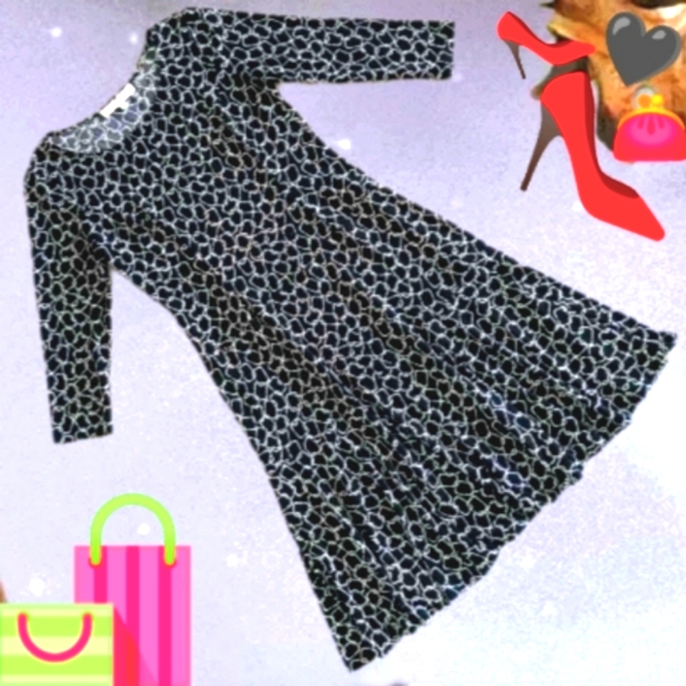Evan-Picone Black & White Print Dress - Picture 2 of 12